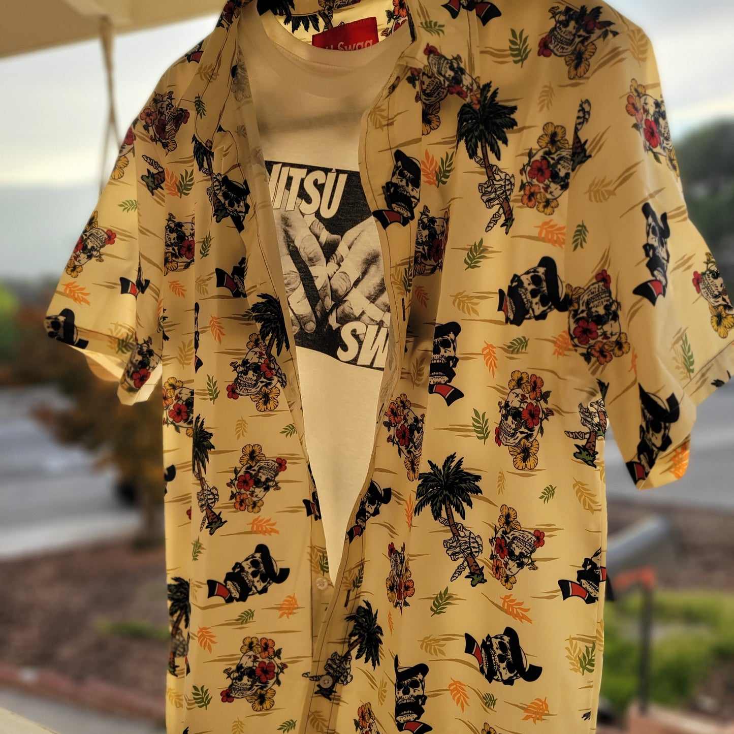 Skulls & Bones Hawaiian Button-Down Shirt - BJJ Swag
