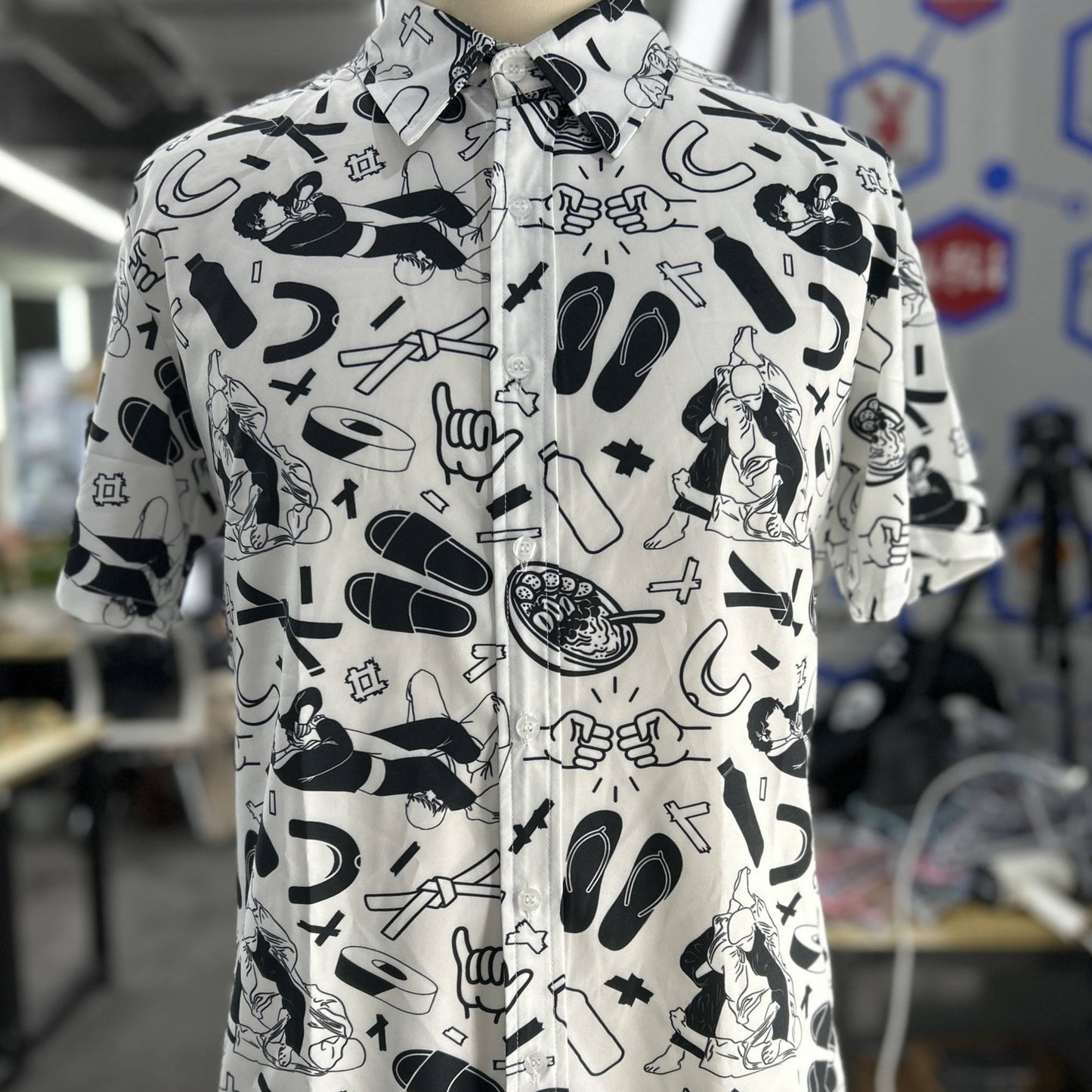 Jiu Jitsu Doodle Let's Roll Button-Down Shirt - BJJ Swag