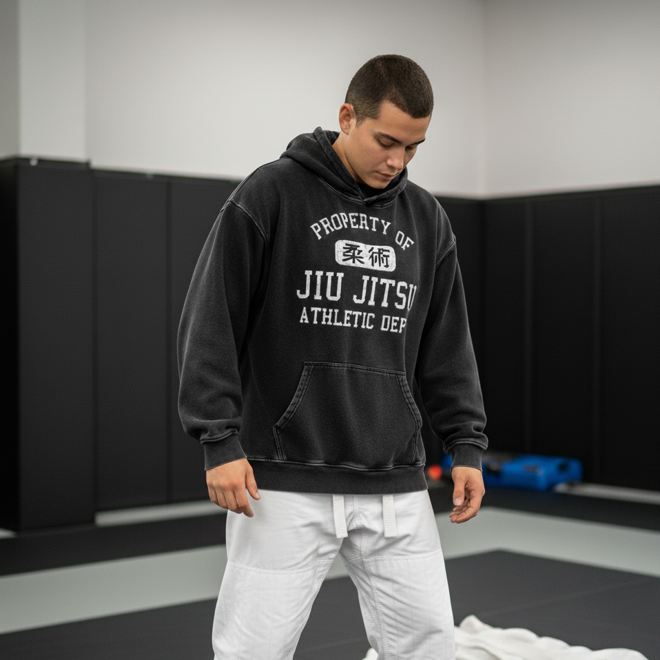 Property of Jiu Jitsu Athletic Department Oversized Acid-Washed Hoodie - BJJ Swag