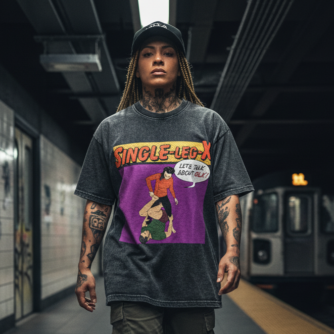 Single Leg X - 90's Acid-Washed Vintage Box T-Shirt