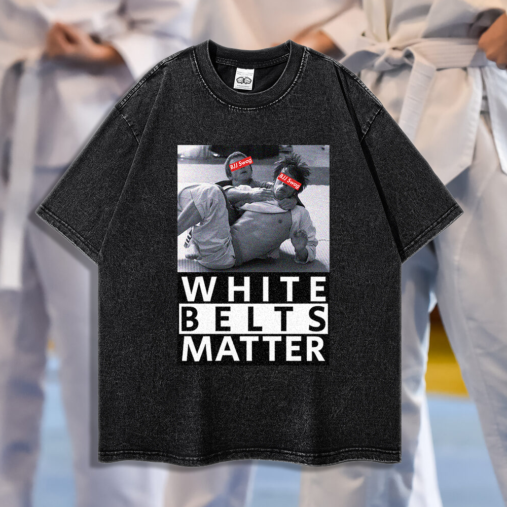White Belts Matter - 90's Acid-Washed Vintage Box T-Shirt - BJJ Swag