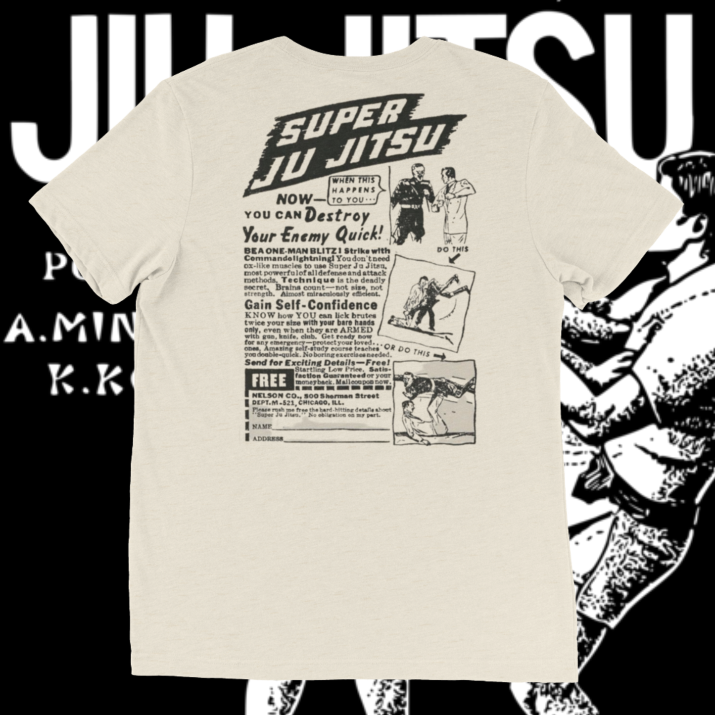 Vintage "SUPER JU JITSU" Shirt on Oatmeal Triblend - BJJ Swag