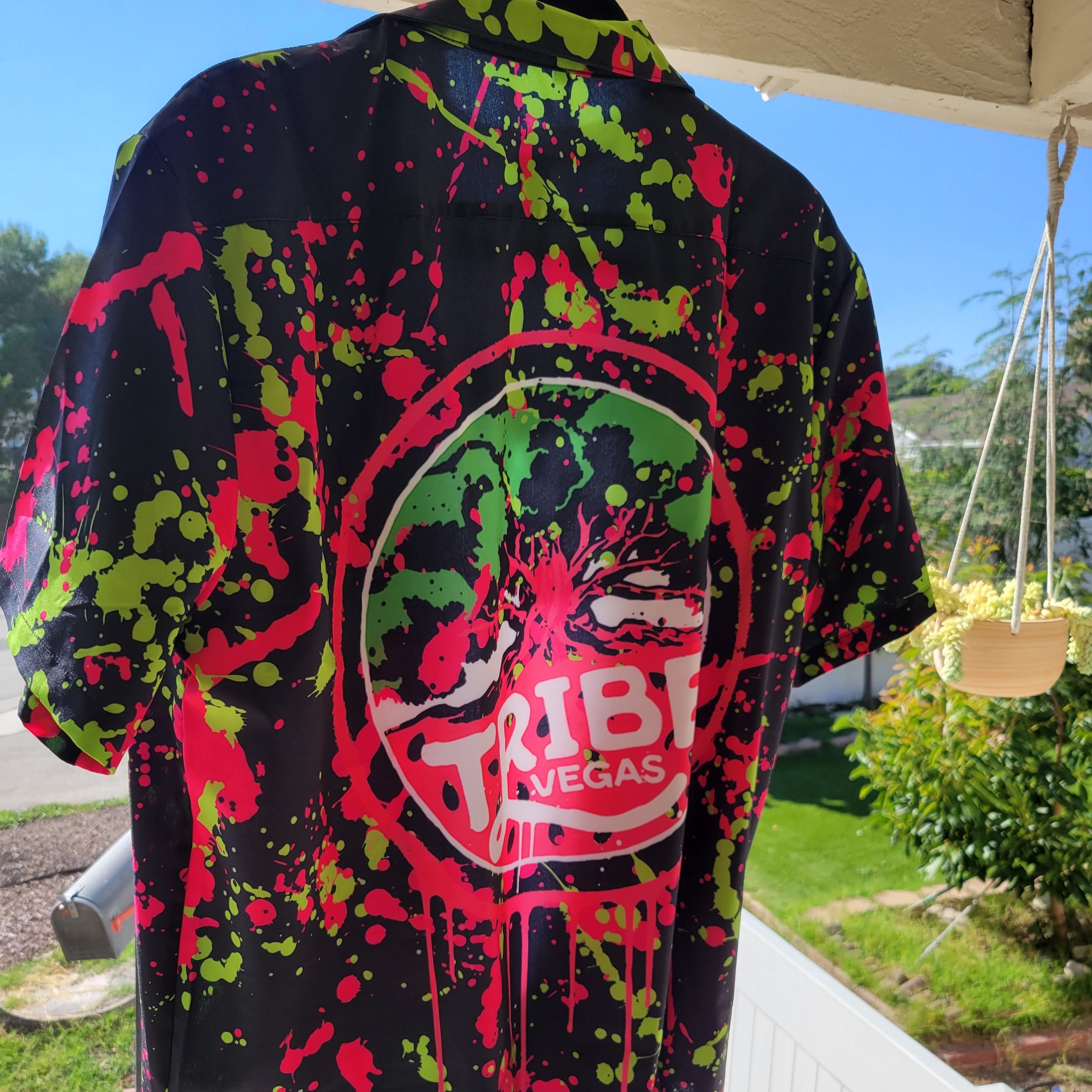 Tribe Vegas Neon Splatter Button-Down Shirt - BJJ Swag
