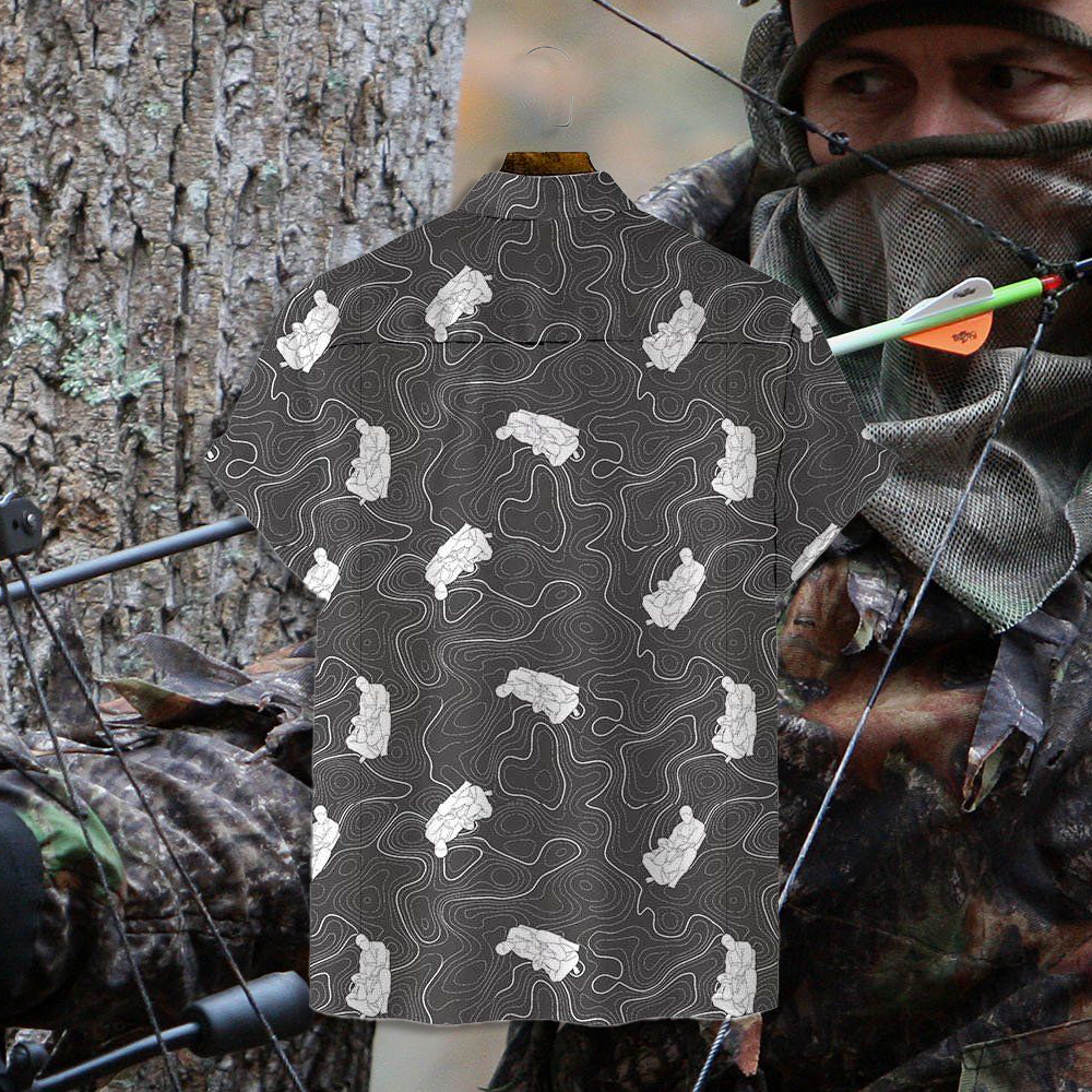Topographic Bow & Arrow Choke Button-Down Shirt - BJJ Swag