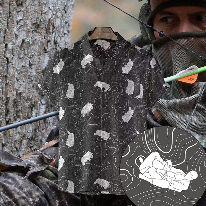 Topographic Bow & Arrow Choke Button-Down Shirt - BJJ Swag