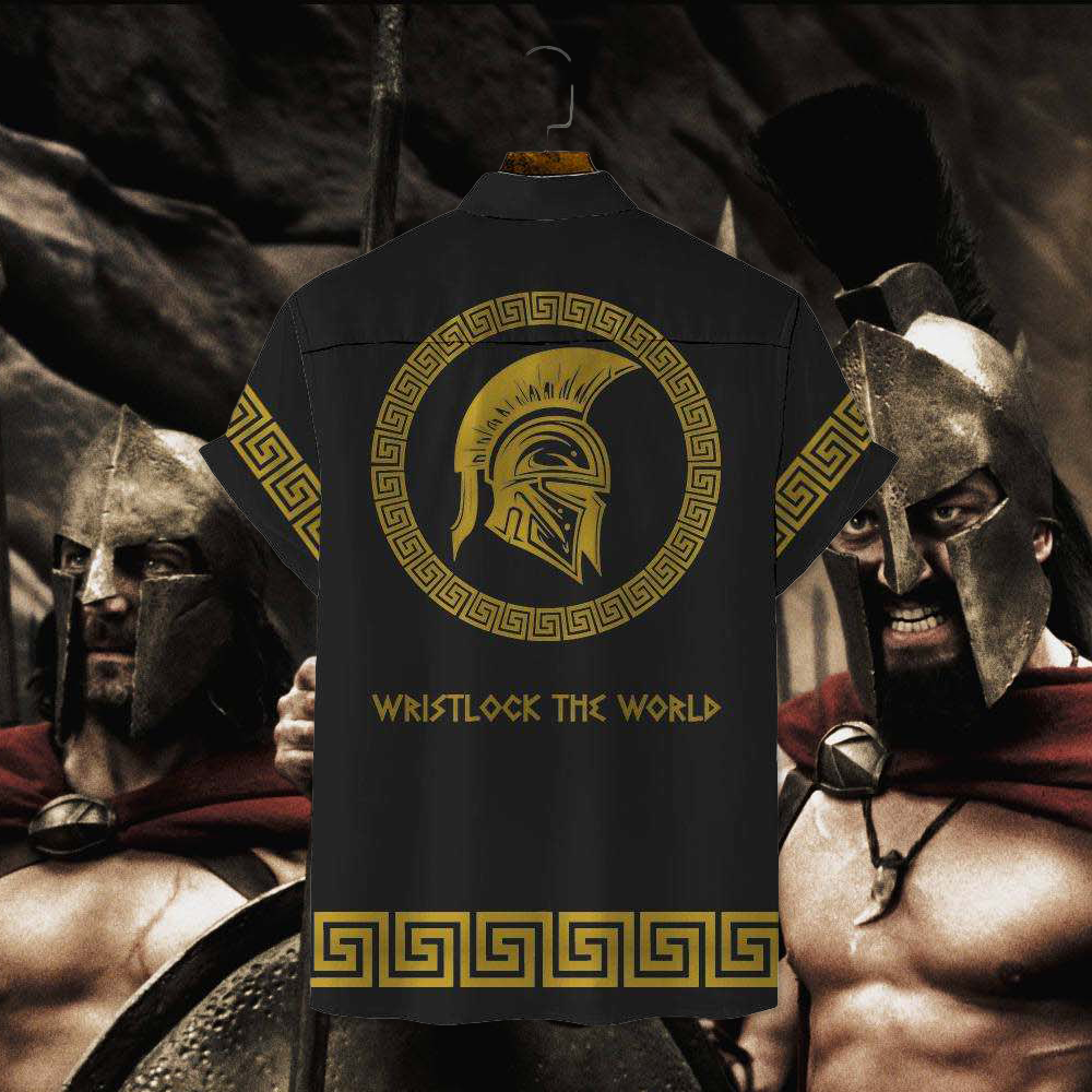 "Wristlock the World Pete the Greek" Button-Down Shirt [Sparta Version] - BJJ Swag