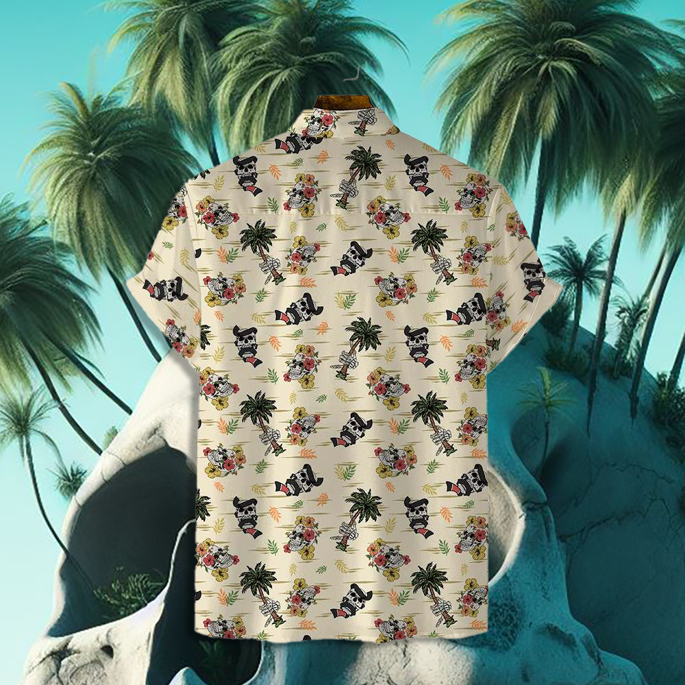 Skulls & Bones Hawaiian Button-Down Shirt - BJJ Swag