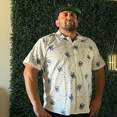 "Wristlock the World Pete the Greek" Button-Down Shirt [Logo Edition] - BJJ Swag