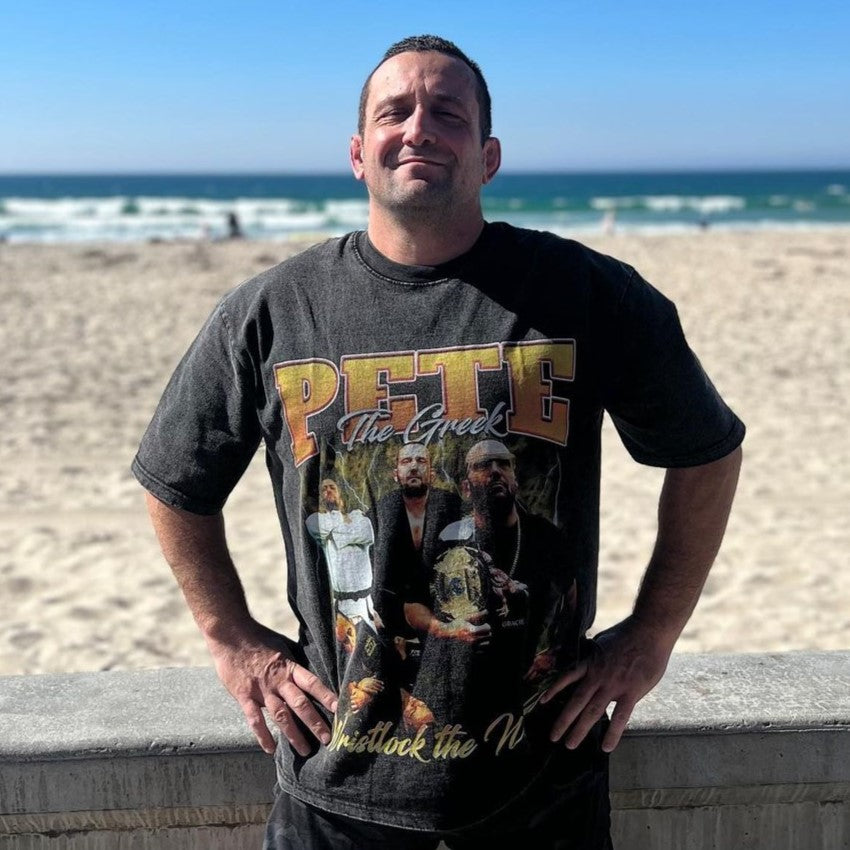 Pete the Greek Wristlock the World - 90's Acid-Washed Vintage Box T-Shirt - BJJ Swag