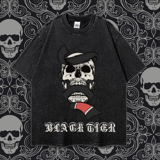 Black Tier Skull Jitsu - 90's Acid-Washed Vintage Box T-Shirt