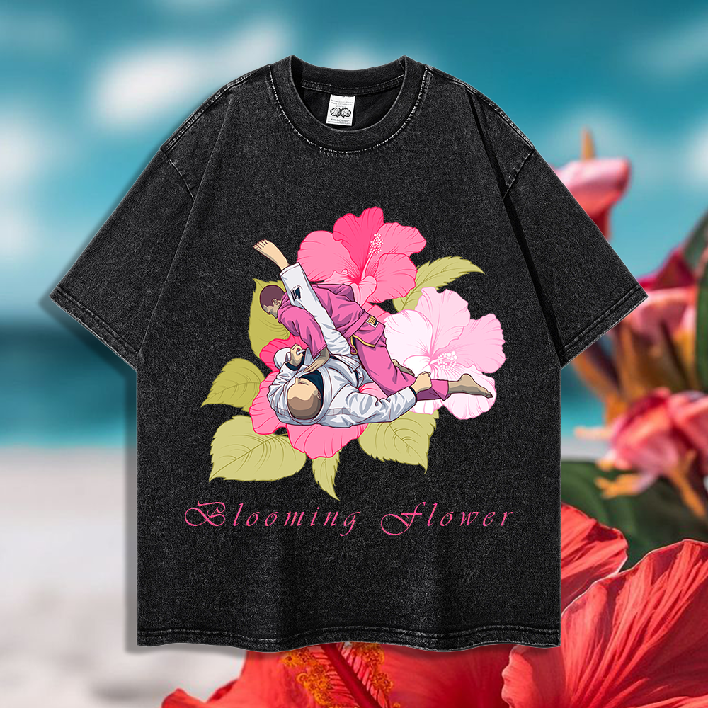 Blooming Flower (Sweep) Jiu Jitsu - 90's Acid-Washed Vintage Box T-Shirt - BJJ Swag