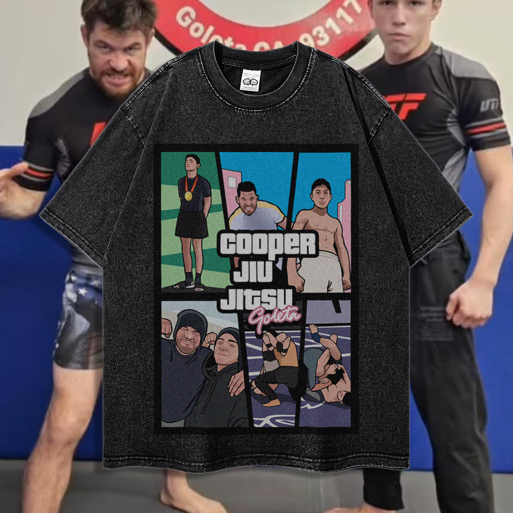 Bill the Grill & Dorian Cooper- 90's Acid-Washed Vintage Box T-Shirt - BJJ Swag