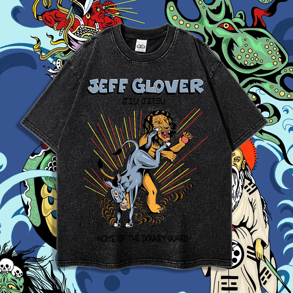 Jeff Glover Donkey Guard (Sergio Hernandez Artwork) - 90's Acid-Washed Vintage Box T-Shirt - BJJ Swag