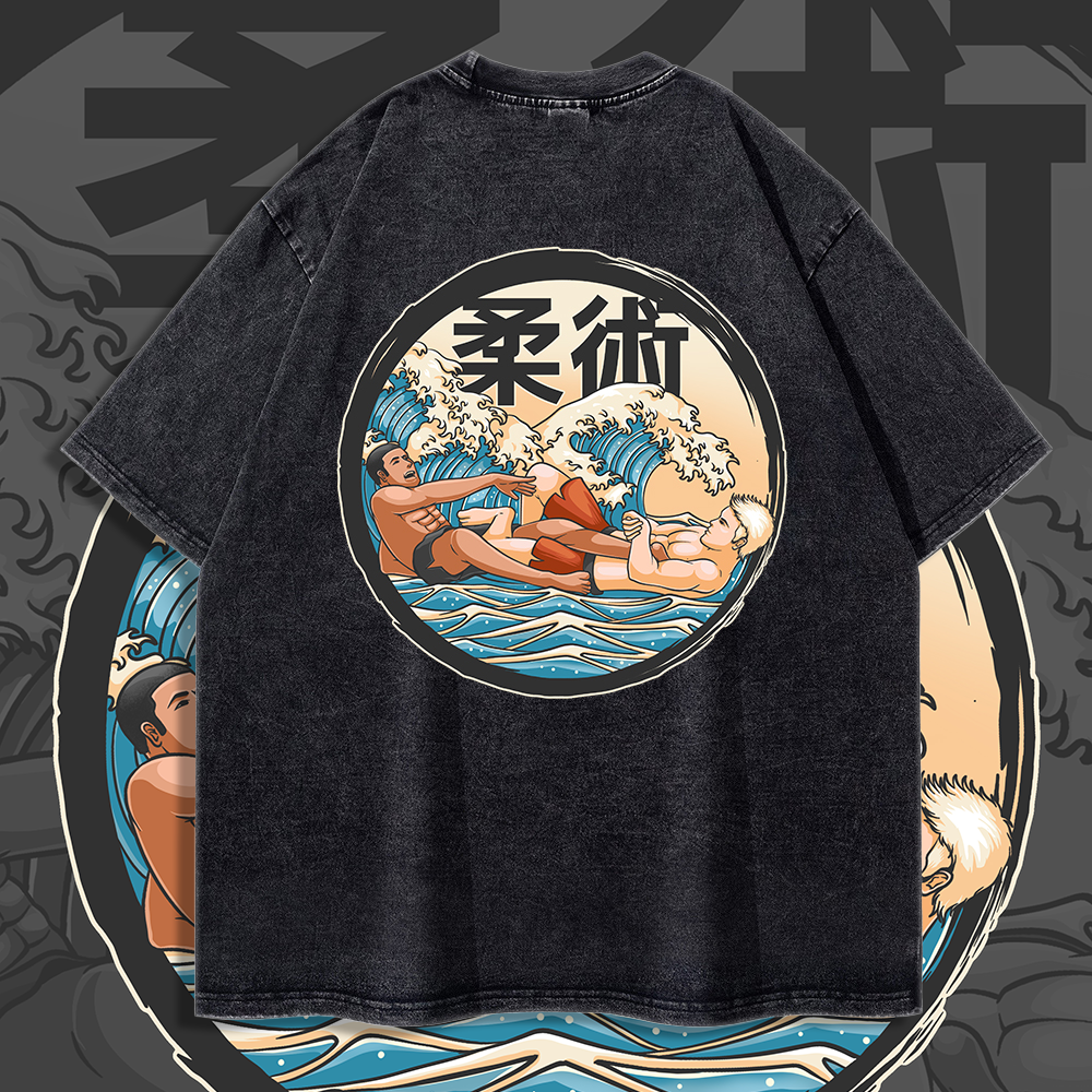 Old English & Manga Heel Hook Mash - 90's Acid-Washed Vintage Box T-Shirt