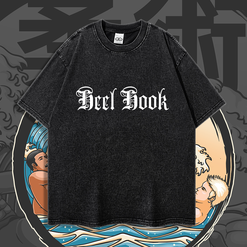 Old English & Manga Heel Hook Mash - 90's Acid-Washed Vintage Box T-Shirt