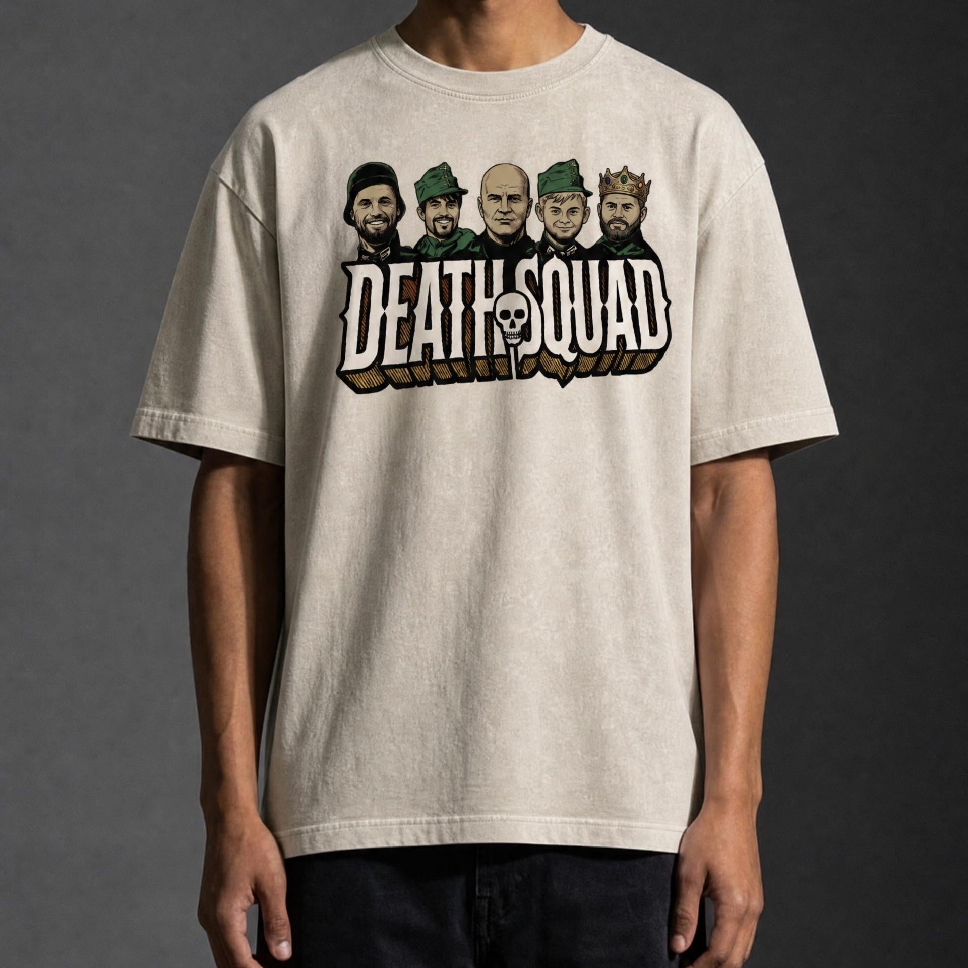 Death Squad Acid Wash Oversized Box T-Shirt