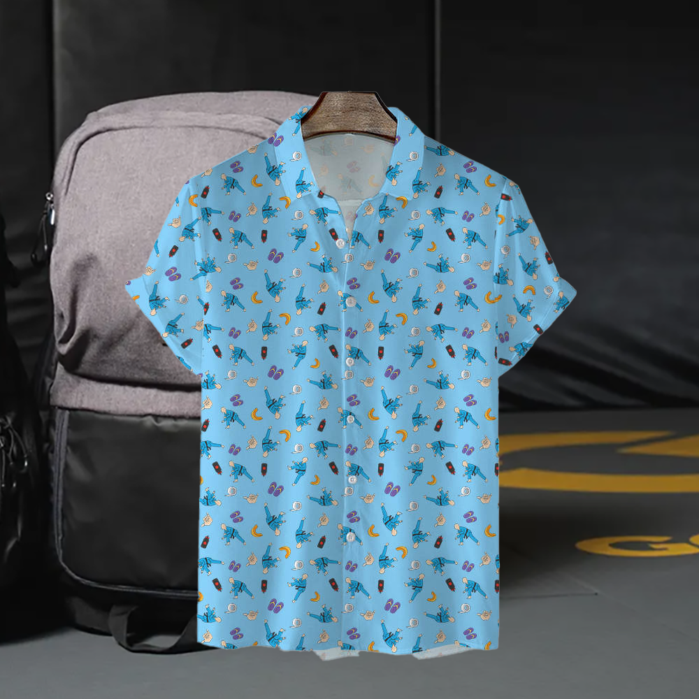 BJJ Emoji Icons Button-Down Party Shirt - BJJ Swag