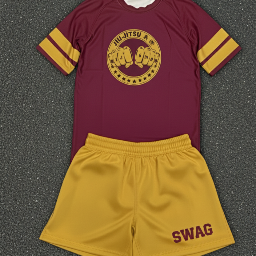 Old School Phys Ed Rash Guard & Fight Shorts