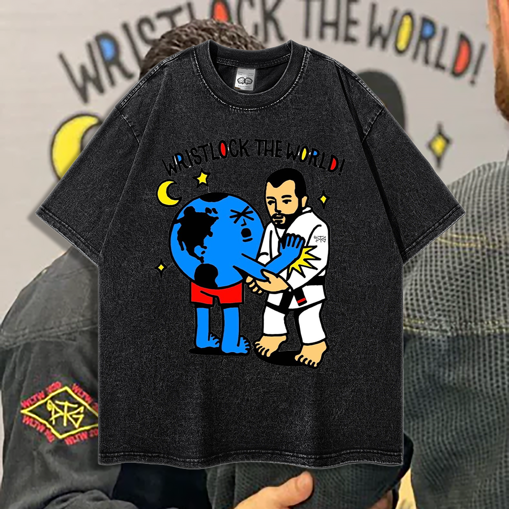 Pete the Greek Wristlock the World - 90's Acid-Washed Vintage Box T-Shirt