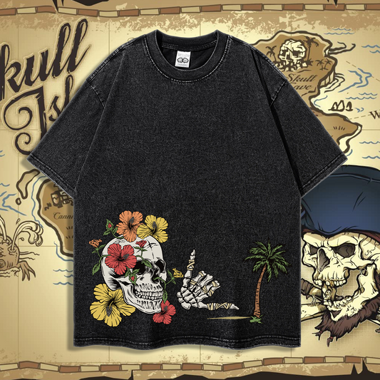 Skull Island Shaka - 90's Acid-Washed Vintage Box T-Shirt