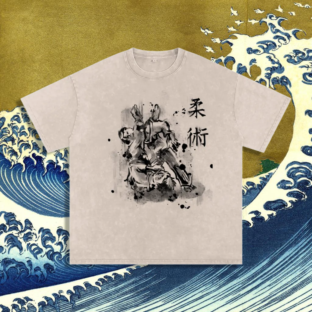 Suminagashi Water Paint Jiu Jitsu - 90's Acid-Washed Vintage Box T-Shirt - BJJ Swag