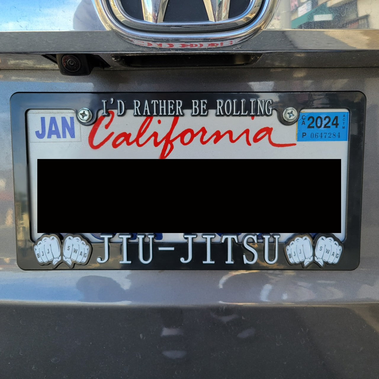 I'd Rather Be Rolling Jiu Jitsu License Plate Frame - BJJ Swag