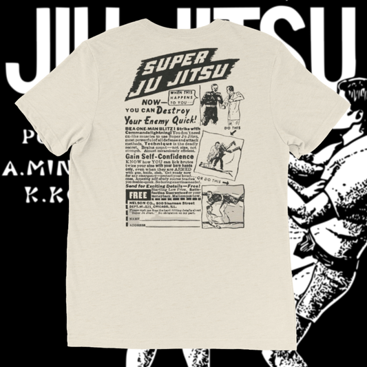 Vintage "SUPER JU JITSU" Shirt on Oatmeal Triblend - BJJ Swag